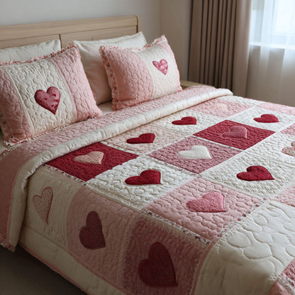 Sweet Heart 3-Piece Quilted Bedding Set NCU0DK11840