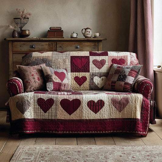 Sweet Hearts Quilted Sofa Cover NCU0DV9122