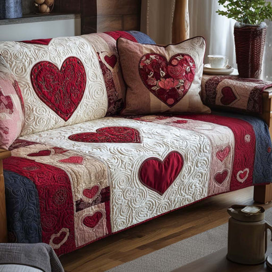 Sweet Hearts Quilted Sofa Cover NCU0NT11530