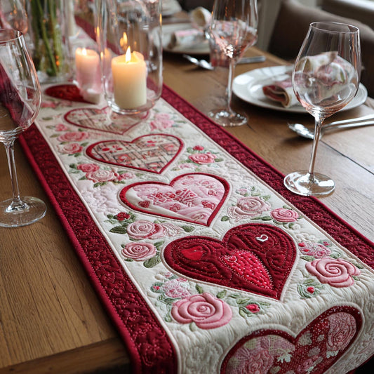 Sweet Hearts Quilted Table Runner NCU0DV9069