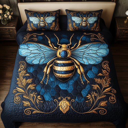 Sweet Hive 3-Piece Quilted Bedding Set NCU0VH1744