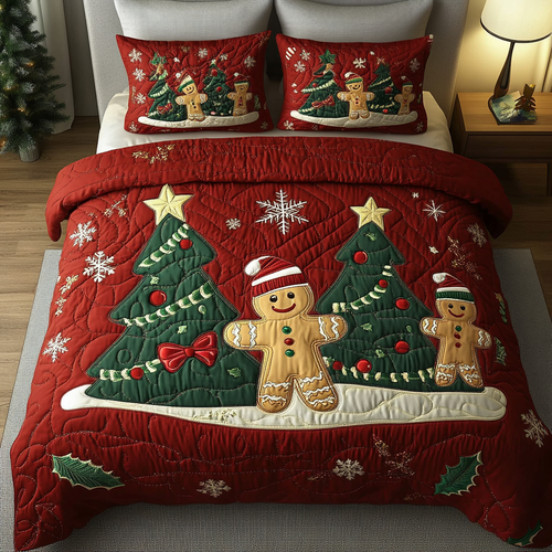 Sweet Holiday Magic 3-Piece Quilted Bedding Set NCU0DK2178