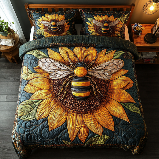 Sweet Honey Charm 3-Piece Quilted Bedding Set NCU0DK2859