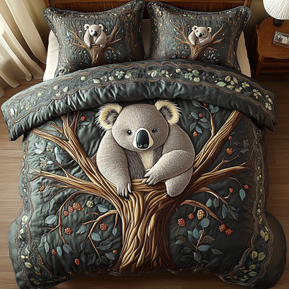 Sweet Koala Haven 3-Piece Quilted Bedding Set NCU0DK3712