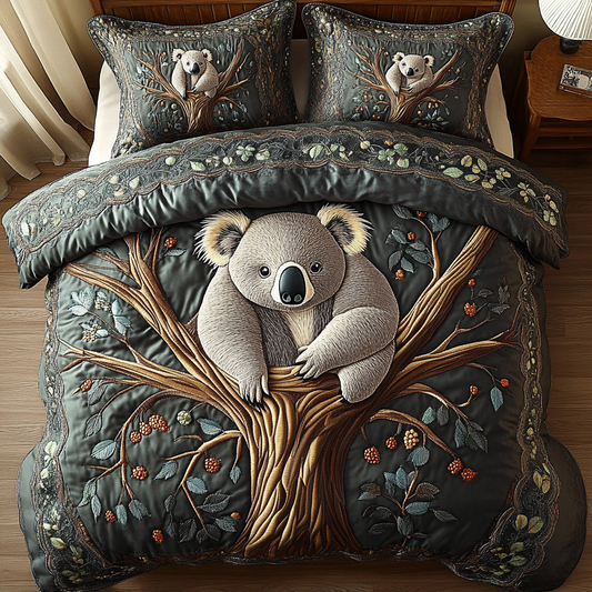 Sweet Koala Haven 3-Piece Quilted Bedding Set NCU0DK3712