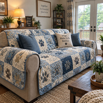 Sweet Paw Prints Quilted Sofa Cover NCU0NT11199