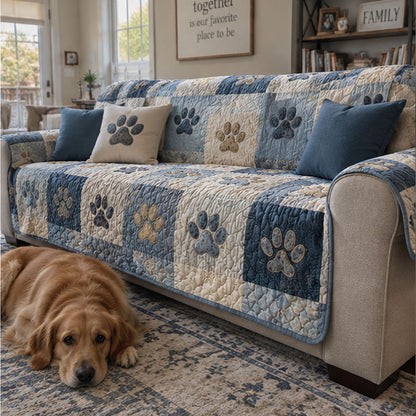 Sweet Paw Prints Quilted Sofa Cover NCU0NT11199