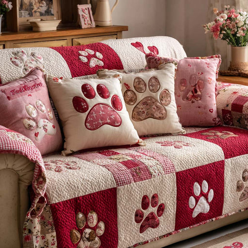 Sweet Pawprints Quilted Sofa Cover NCU0NT11674
