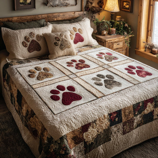 Sweet Paws 3-Piece Quilted Bedding Set NCU0DV8942