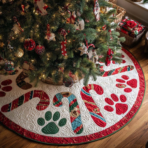 Sweet Paws Christmas Quilted Tree Skirt NCU0NT9967