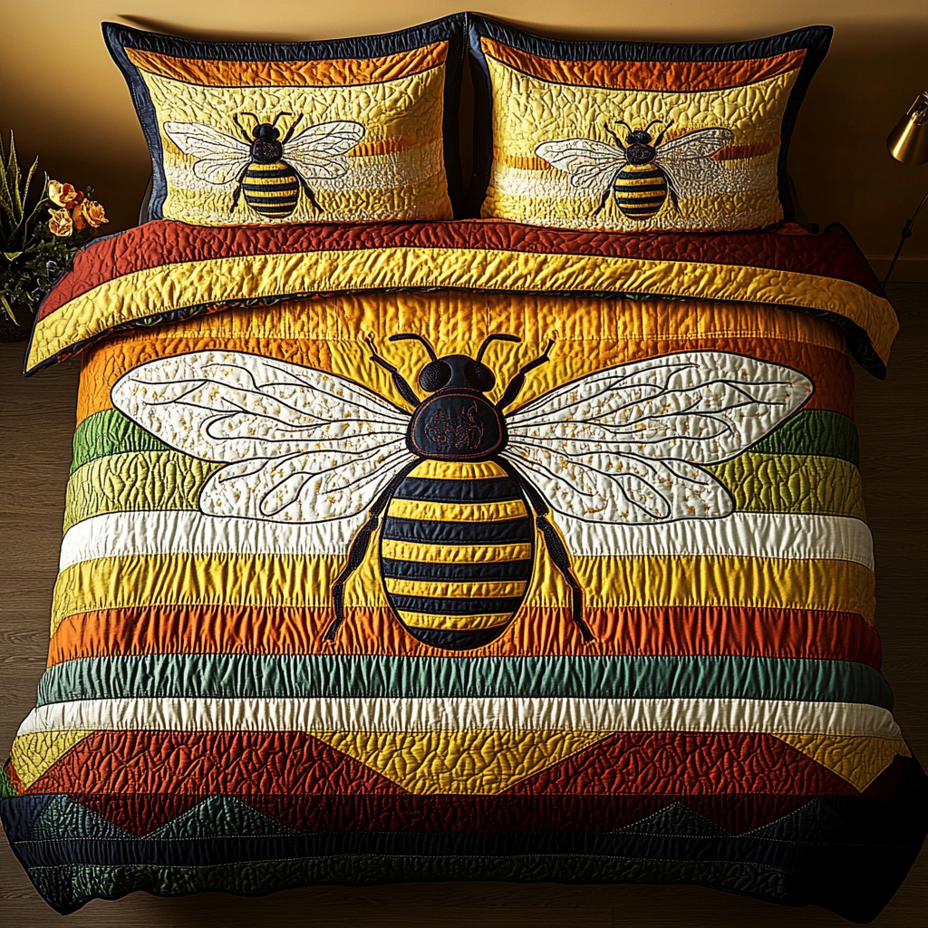 Sweet Pollen 3-Piece Quilted Bedding Set NCU0DK5604