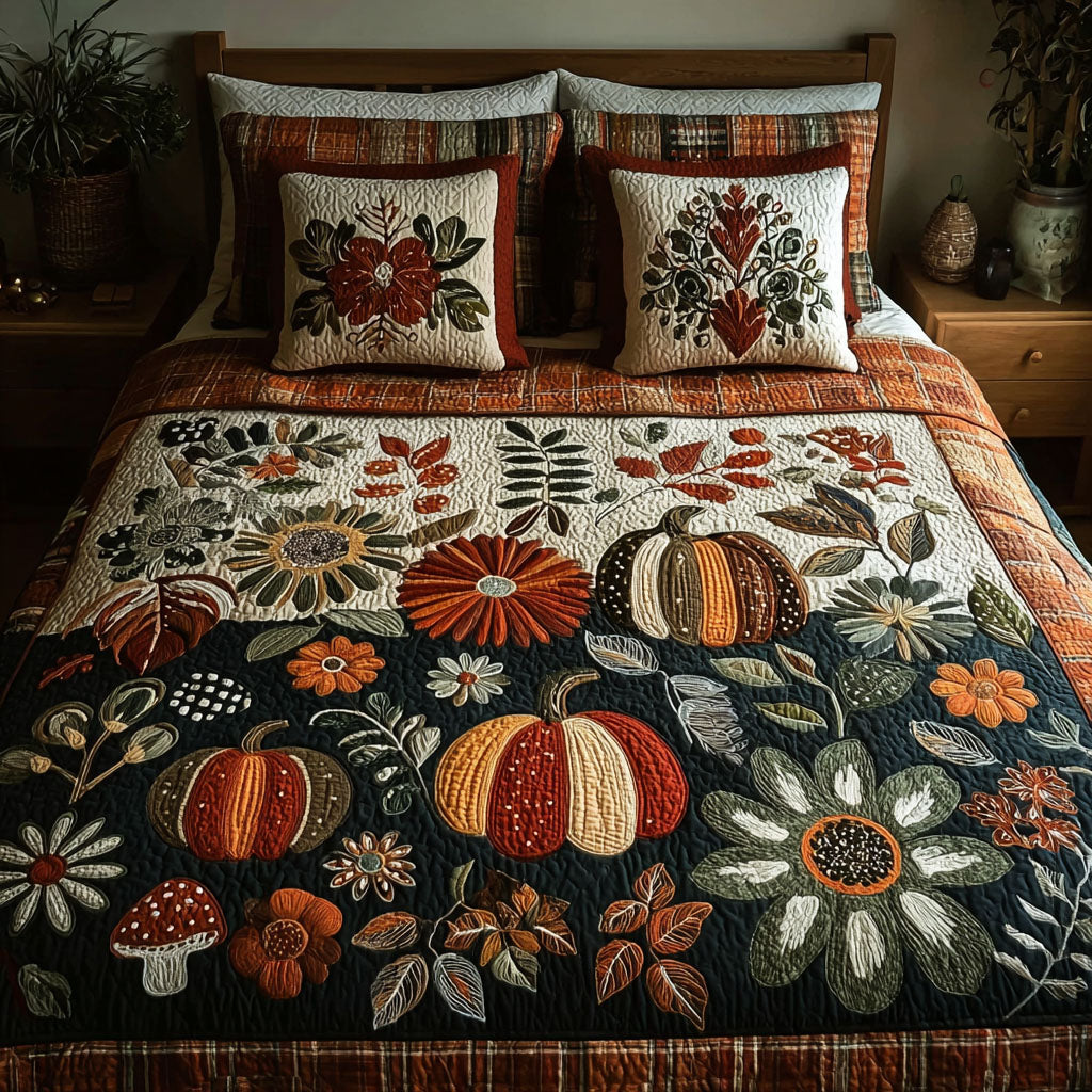 Sweet Pumpkin Breeze 3-Piece Quilted Bedding Set NCU0PT7839