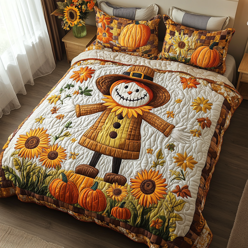 Sweet Scarecrow 3-Piece Quilted Bedding Set NCU0DK9095