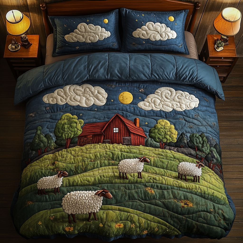 Sweet Sheep 3-Piece Quilted Bedding Set NCU0DK3953 – Vantique