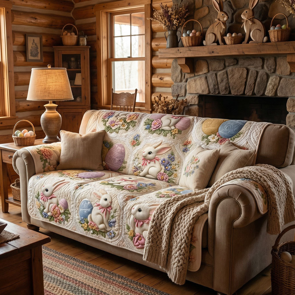Sweet Spring Rabbits Quilted Sofa Cover NCU0PT11424