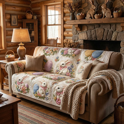 Sweet Spring Rabbits Quilted Sofa Cover NCU0PT11424