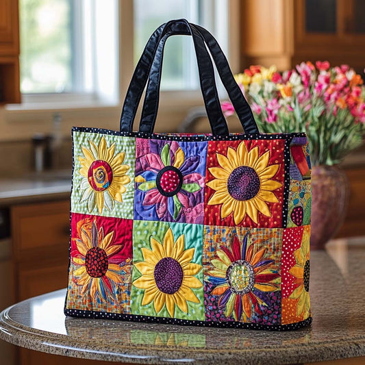 Sweet Sunflower Bloom Quilted Tote Bag NCU0NT8475
