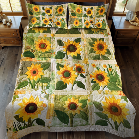 Sweet Sunflowers 3-Piece Quilted Bedding Set NCU0VL220