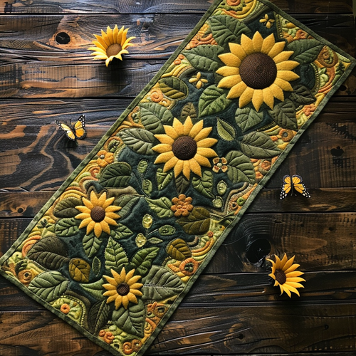 Sweet Sunflowers Quilted Table Runner NCU0VL186