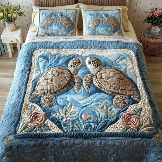 Sweet Turtles 3-Piece Quilted Bedding Set NCU0VH1560
