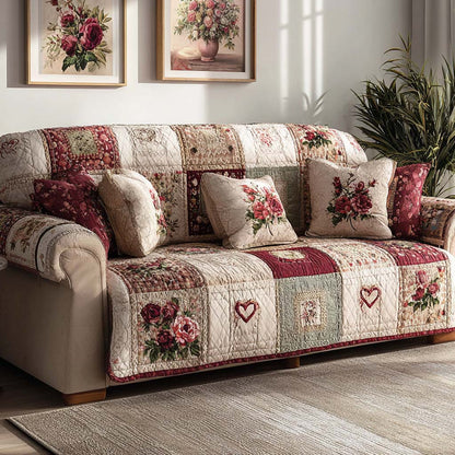 Sweetheart Floral Cottage Quilted Sofa Cover NCU0XD2248
