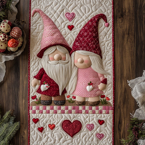 Sweetheart Gnome Pair Quilted Table Runner NCU0PT2953