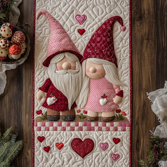 Sweetheart Gnome Pair Quilted Table Runner NCU0PT2953
