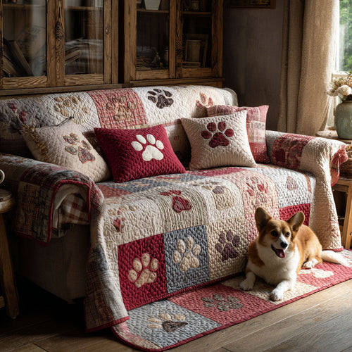 Sweetheart Paws Quilted Sofa Cover NCU0PT10903