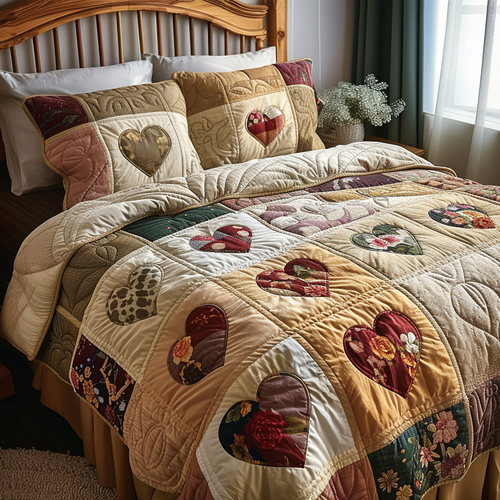 Sweetheart Stitch 3-Piece Quilted Bedding Set NCU0DV5784