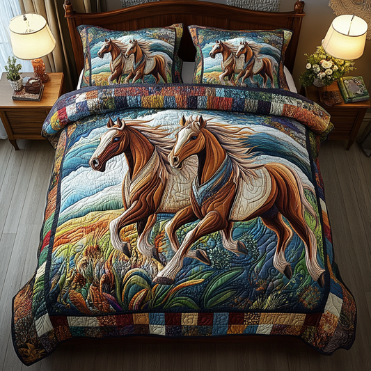 Swift Hooves 3-Piece Quilted Bedding Set NCU0DK4882