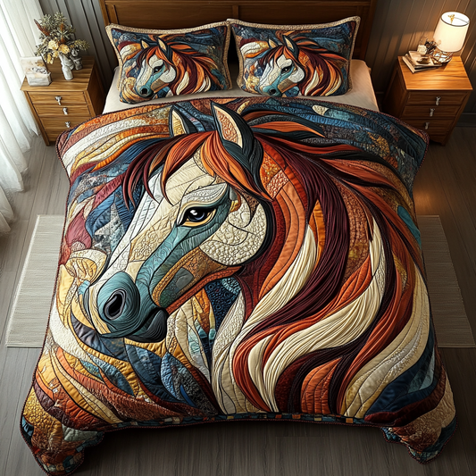 Swift Stallion 3-Piece Quilted Bedding Set NCU0DK4874