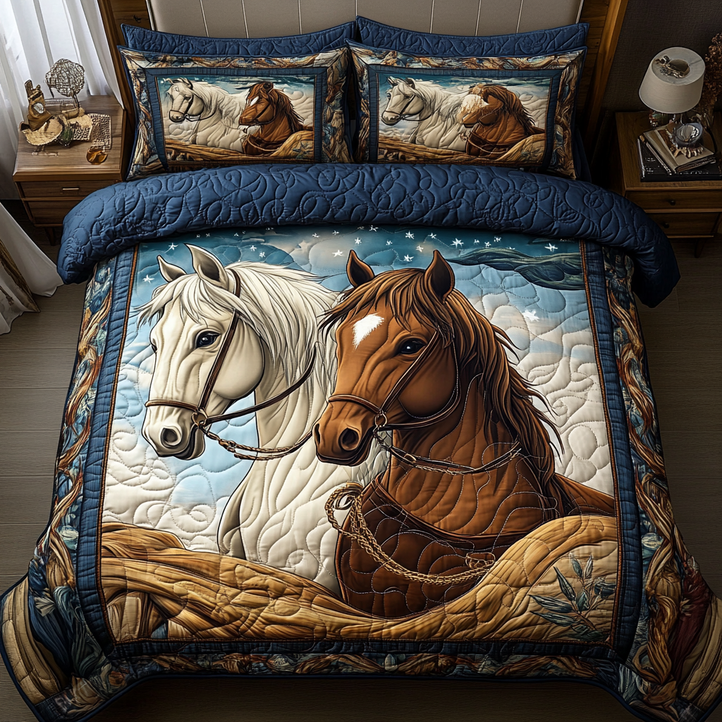 Swift Stallion 3-Piece Quilted Bedding Set NCU0DK5341