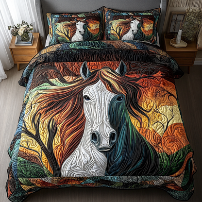 Swift Stallion 3-Piece Quilted Bedding Set NCU0DK5382