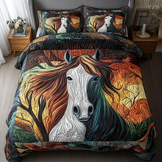 Swift Stallion 3-Piece Quilted Bedding Set NCU0DK5382