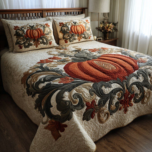 Swirl Pumpkin 3-Piece Quilted Bedding Set NCU0VL3713