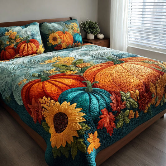 Swirling Harvest 3-Piece Quilted Bedding Set NCU0VL3708