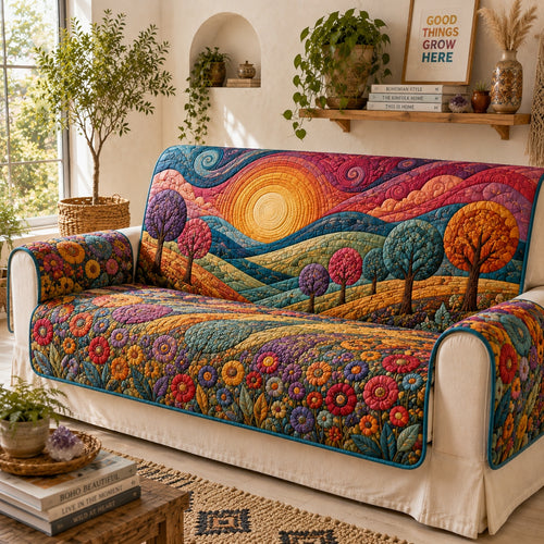 Swirling Horizon Beam Quilted Sofa Cover NCU0VL3868