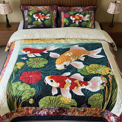 Swirling Koi 3-Piece Quilted Bedding Set NCU0NT6398