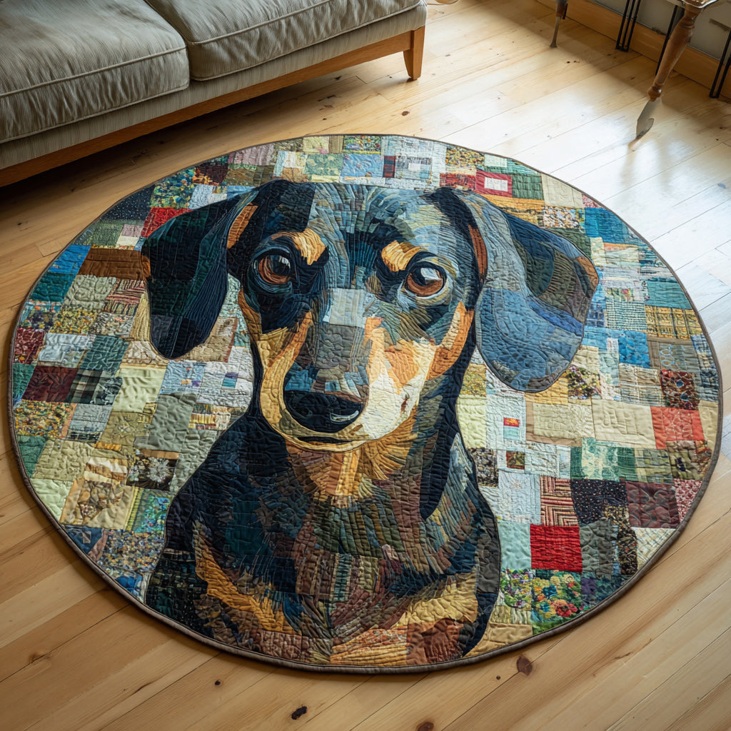 Symmetrical Dachshund Quilted Round Mat NCU0HH206