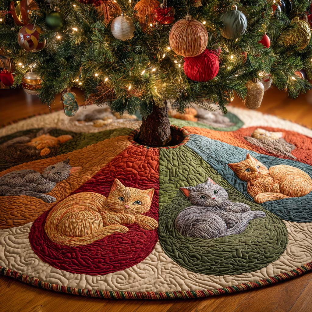 Tabby Dreams Quilted Tree Skirt NCU0XD1433