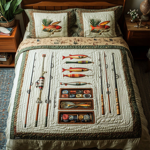 Tackle Box Delight 3-Piece Quilted Bedding Set NCU0PT6025