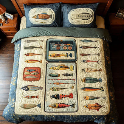 Tackle Box Treasures 3-Piece Quilted Bedding Set NCU0PT5886