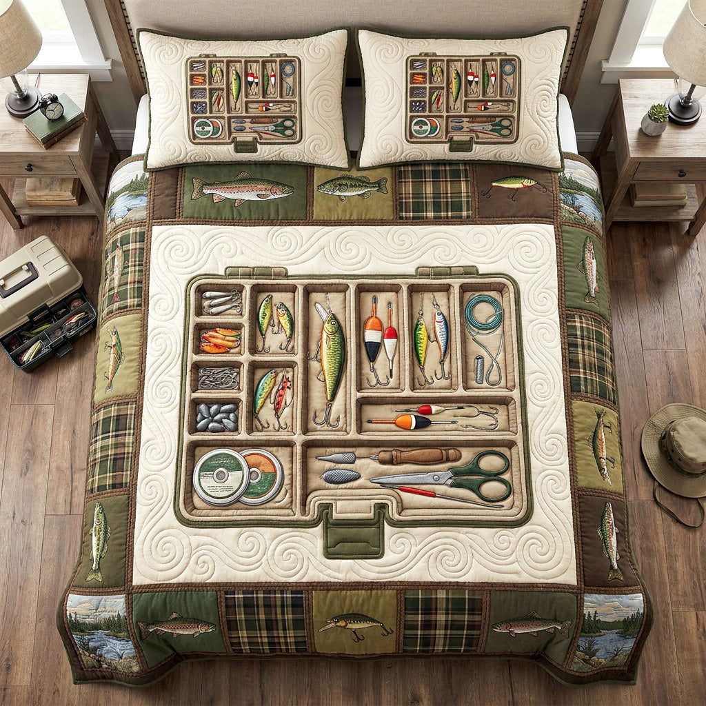 Tackle Haven 3-Piece Quilted Bedding Set NCU0TV1918