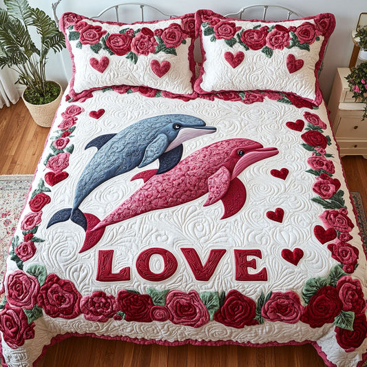 Tails of Love 3-Piece Quilted Bedding Set NCU0PT2973