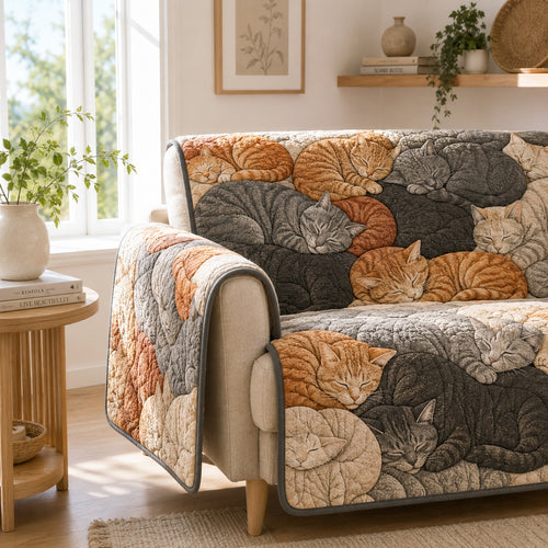 Tangled Whisker Orbs Quilted Sofa Cover NCU0VL3948