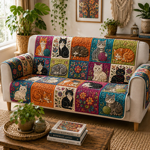 Tangled Yarn Whiskers Quilted Sofa Cover NCU0VL3902