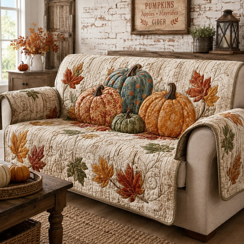 Tapestry Pumpkins Quilted Sofa Cover NCU0VL3780