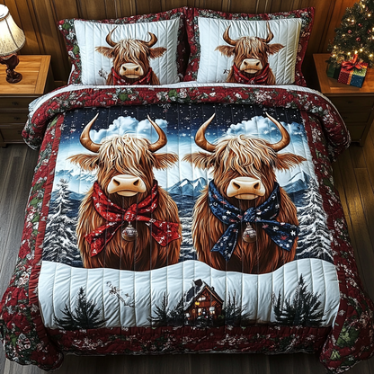 Tartan Cow Haven 3-Piece Quilted Bedding Set NCU0TL2373