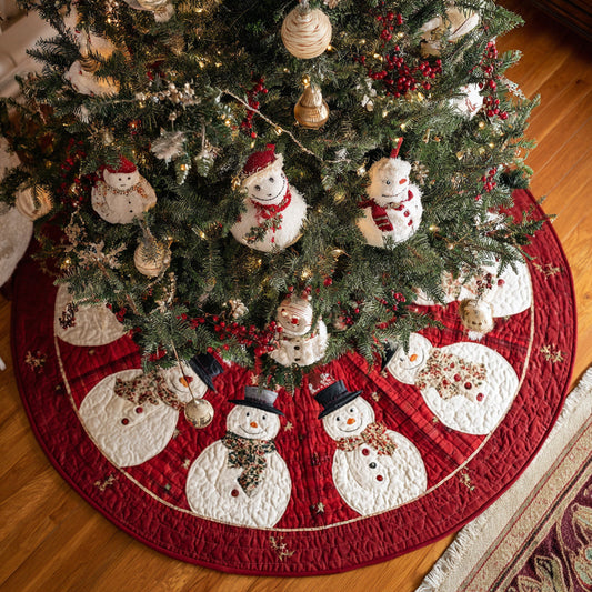 Tartan Snowman Quilted Christmas Tree Skirt NCU0HH1200