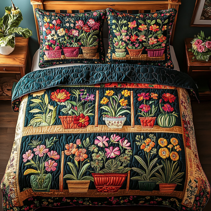 Tea Blossom 3-Piece Quilted Bedding Set NCU0DK9311